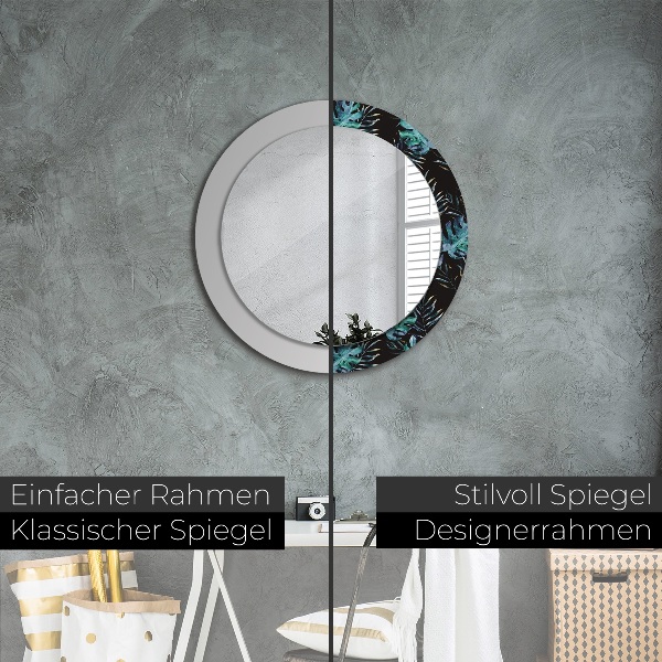 Ronde spiegel met decoratie Exotische bladeren