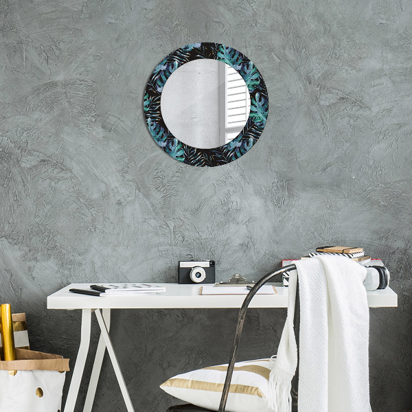 Ronde spiegel met decoratie Exotische bladeren