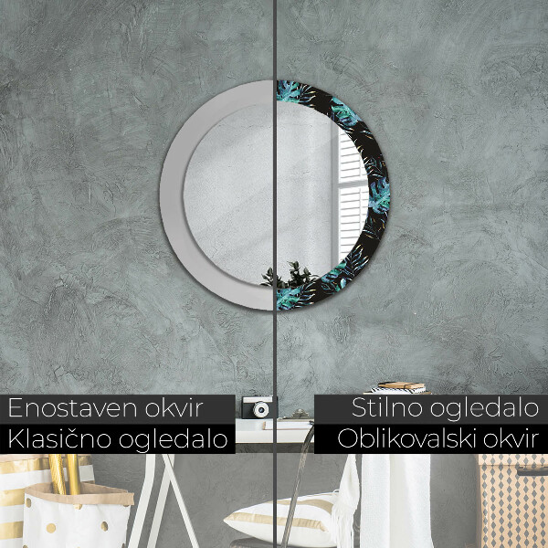 Ronde spiegel met decoratie Exotische bladeren