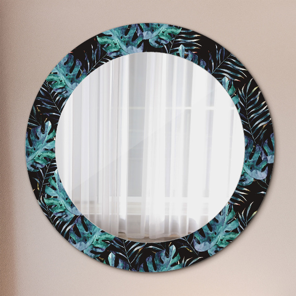 Ronde spiegel met decoratie Exotische bladeren