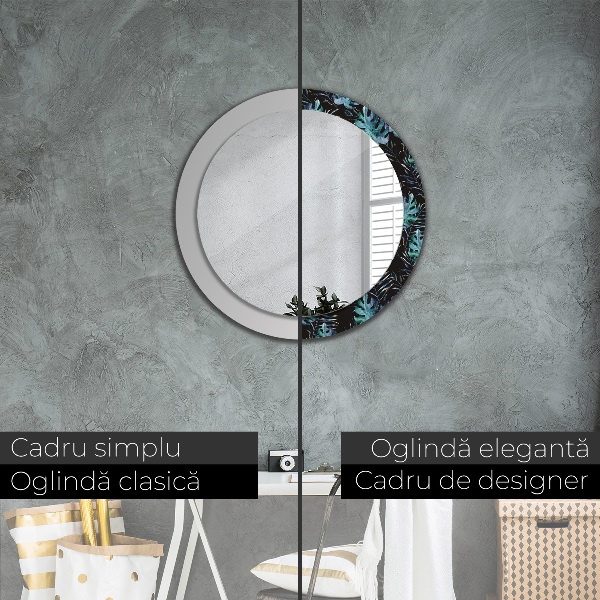 Ronde spiegel met decoratie Exotische bladeren
