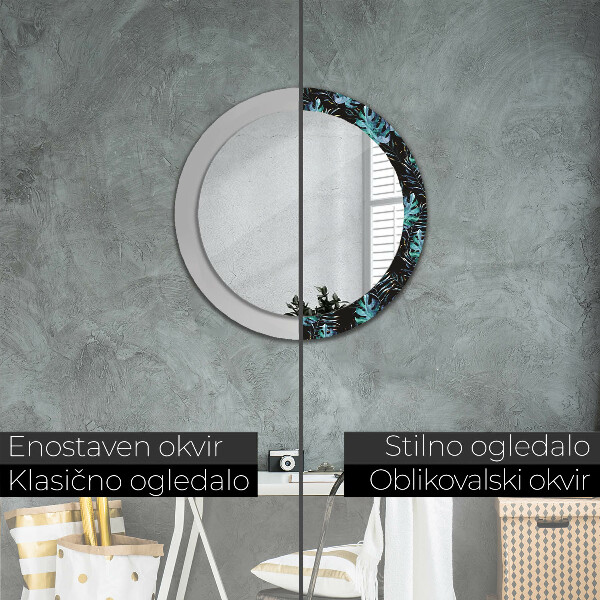 Ronde spiegel met decoratie Exotische bladeren