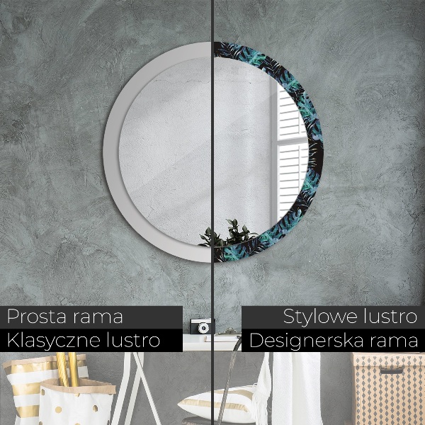 Ronde spiegel met decoratie Exotische bladeren
