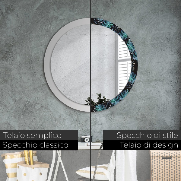 Ronde spiegel met decoratie Exotische bladeren