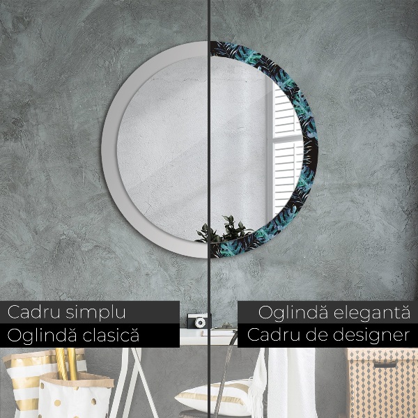 Ronde spiegel met decoratie Exotische bladeren