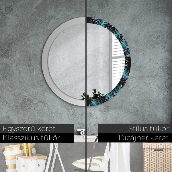 Ronde spiegel met decoratie Exotische bladeren