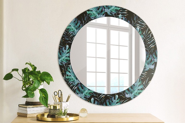 Ronde spiegel met decoratie Exotische bladeren