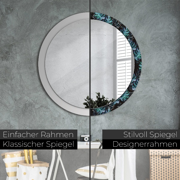 Ronde spiegel met decoratie Exotische bladeren