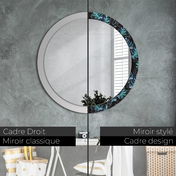 Ronde spiegel met decoratie Exotische bladeren