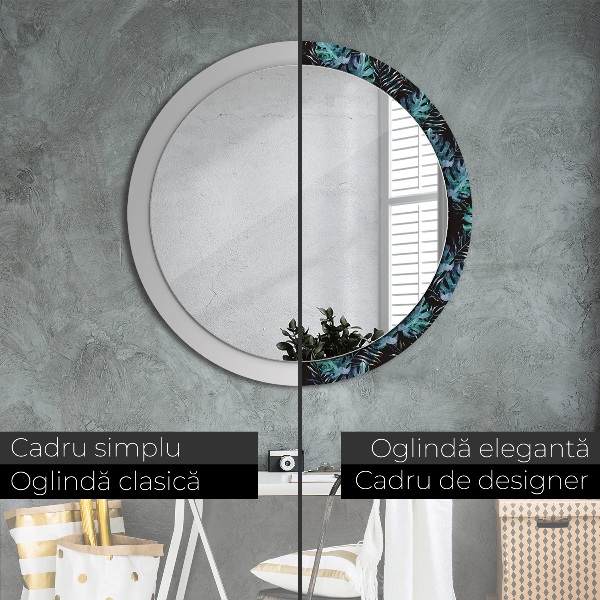 Ronde spiegel met decoratie Exotische bladeren