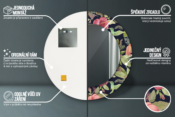 Ronde spiegel met decoratie Hibiscusbloemen
