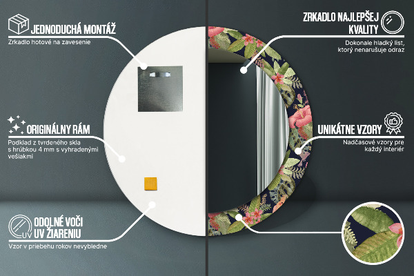 Ronde spiegel met decoratie Hibiscusbloemen