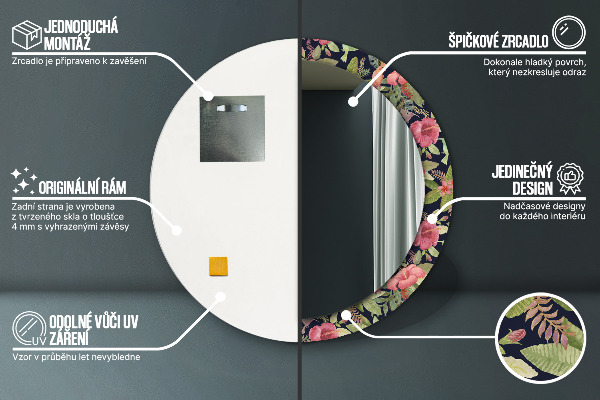 Ronde spiegel met decoratie Hibiscusbloemen