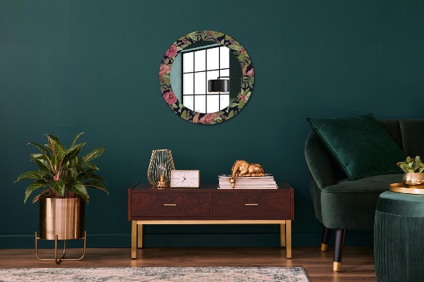 Ronde spiegel met decoratie Hibiscusbloemen