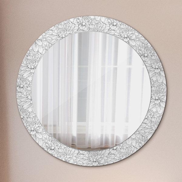 Ronde wandspiegel met print Lotusbloemen