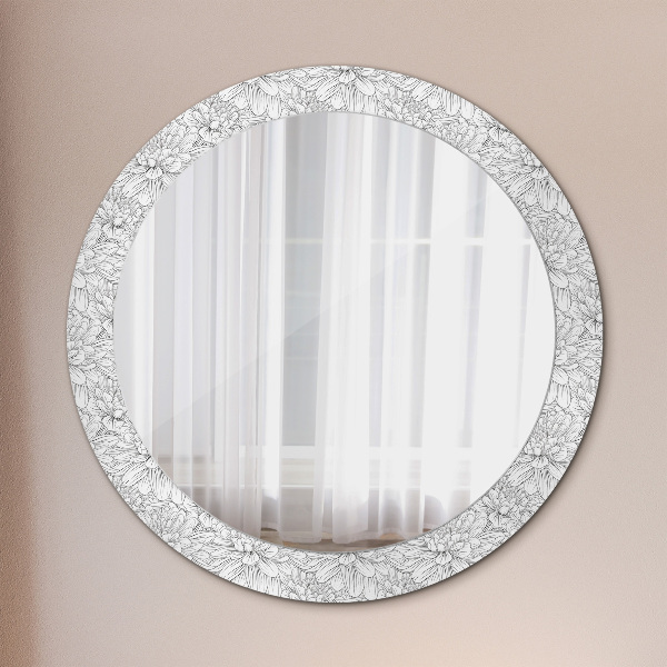 Ronde wandspiegel met print Lotusbloemen