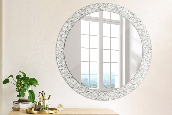 Ronde wandspiegel met print Lotusbloemen