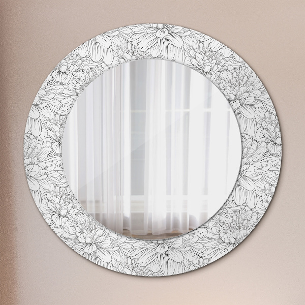 Ronde wandspiegel met print Lotusbloemen