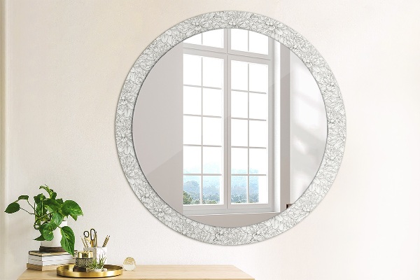 Ronde wandspiegel met print Lotusbloemen