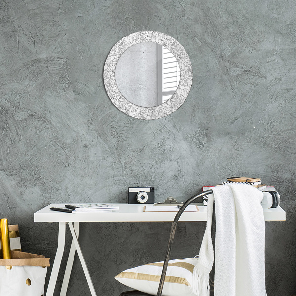 Ronde wandspiegel met print Lotusbloemen