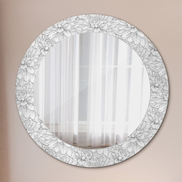Ronde wandspiegel met print Lotusbloemen