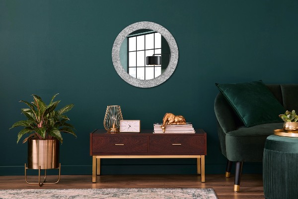 Ronde wandspiegel met print Lotusbloemen