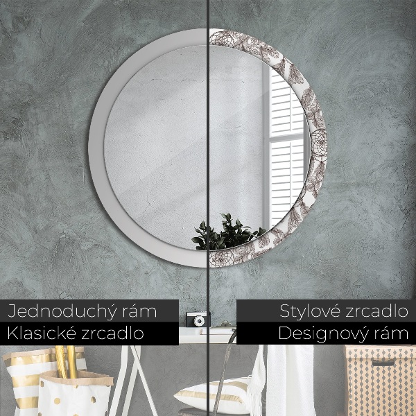 Bedrukte ronde spiegel Dromenvanger veren