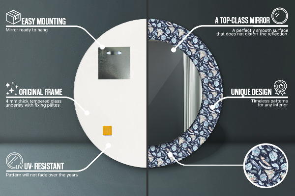 Bedrukte ronde spiegel Boho-patroon