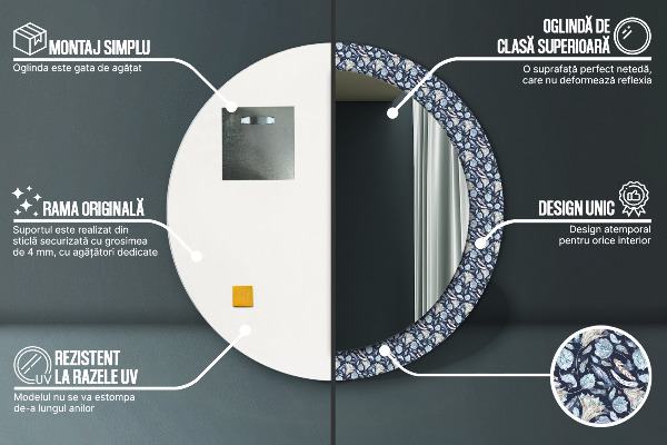 Bedrukte ronde spiegel Boho-patroon