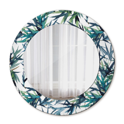 Ronde wandspiegel met print Blauwe palmbomen