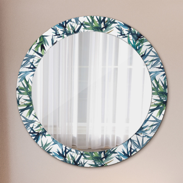Ronde wandspiegel met print Blauwe palmbomen
