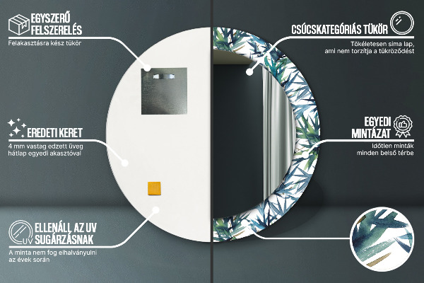 Ronde wandspiegel met print Blauwe palmbomen