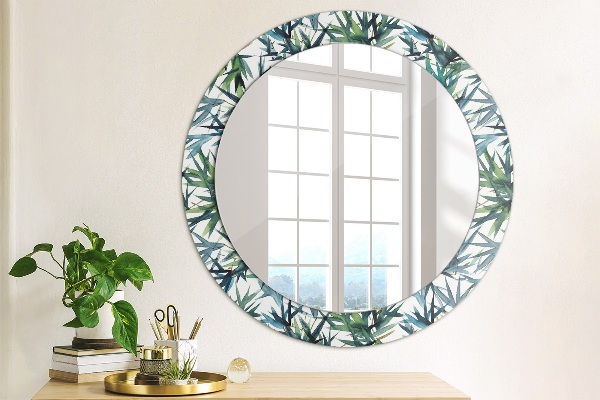 Ronde wandspiegel met print Blauwe palmbomen