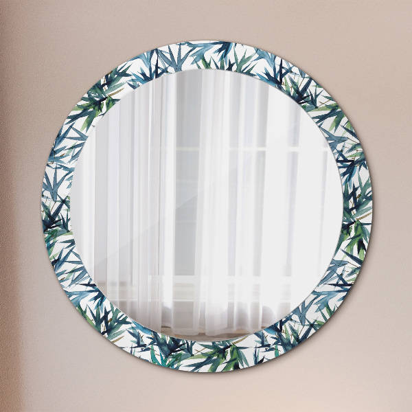 Ronde wandspiegel met print Blauwe palmbomen