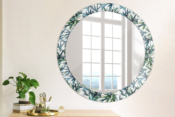 Ronde wandspiegel met print Blauwe palmbomen