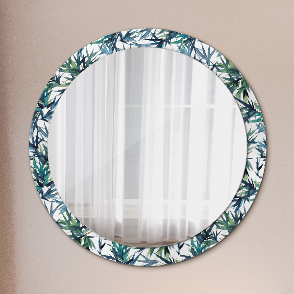 Ronde wandspiegel met print Blauwe palmbomen