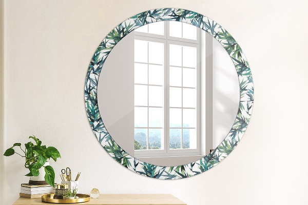 Ronde wandspiegel met print Blauwe palmbomen