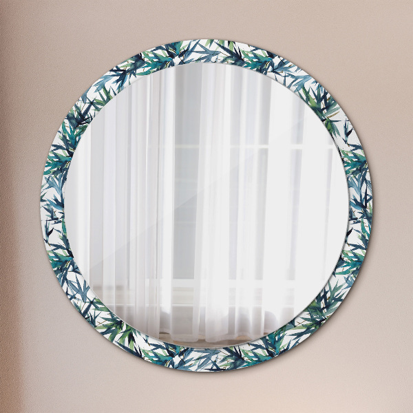 Ronde wandspiegel met print Blauwe palmbomen