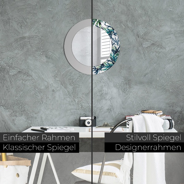 Ronde wandspiegel met print Blauwe palmbomen
