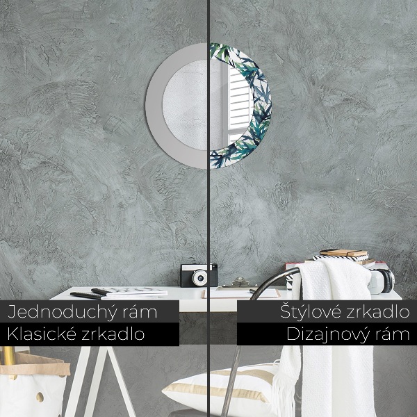 Ronde wandspiegel met print Blauwe palmbomen
