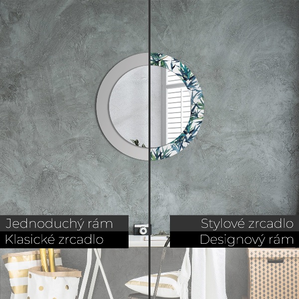Ronde wandspiegel met print Blauwe palmbomen