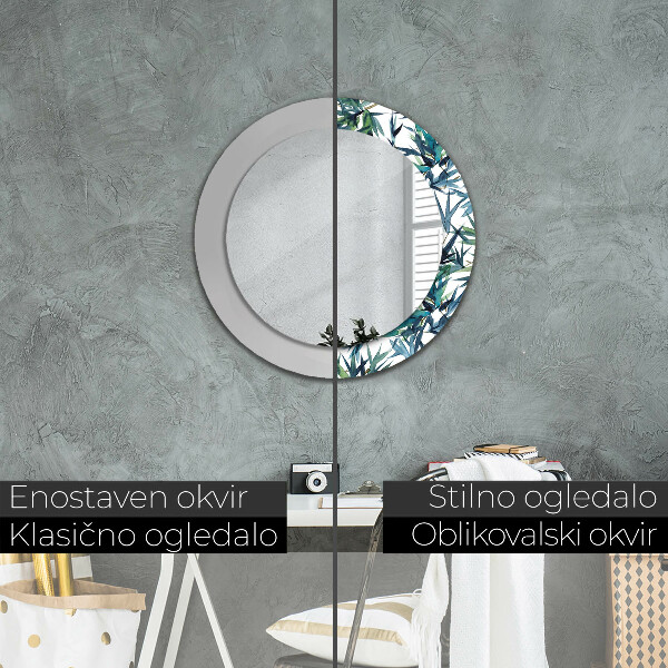 Ronde wandspiegel met print Blauwe palmbomen