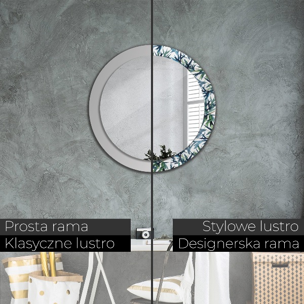Ronde wandspiegel met print Blauwe palmbomen