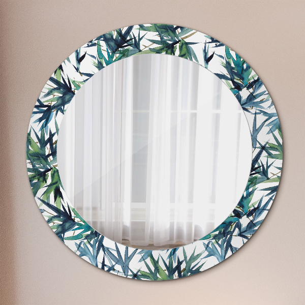 Ronde wandspiegel met print Blauwe palmbomen