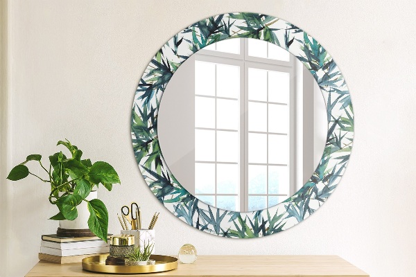 Ronde wandspiegel met print Blauwe palmbomen