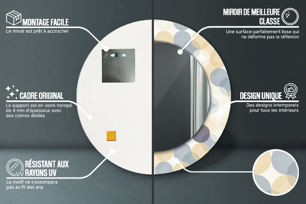 Ronde spiegel met decoratie Geometrische cirkels