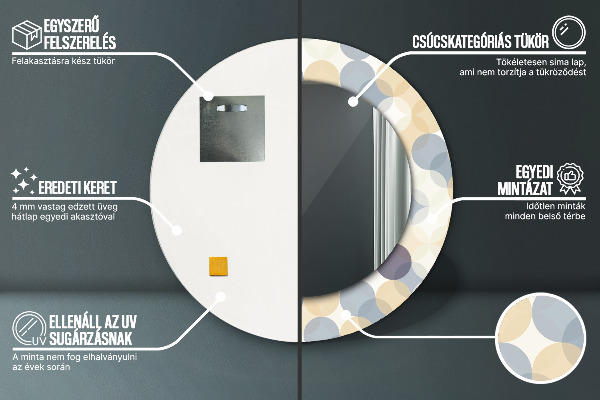 Ronde spiegel met decoratie Geometrische cirkels
