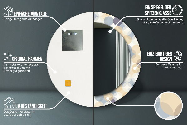 Ronde spiegel met decoratie Geometrische cirkels