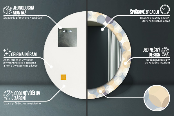 Ronde spiegel met decoratie Geometrische cirkels