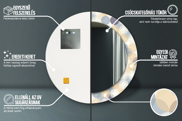 Ronde spiegel met decoratie Geometrische cirkels